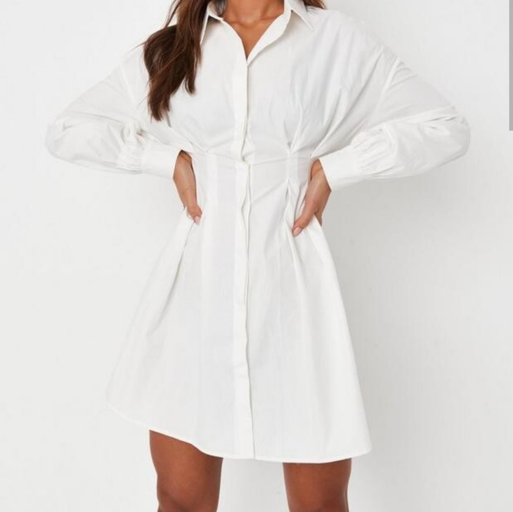 White button down shirt dress